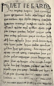 The first page of Beowulf